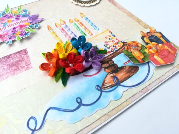 Quilled Sparkling Birthday Cake Greeting Card image Quilled Sparkling Birthday Cake Greeting Card image