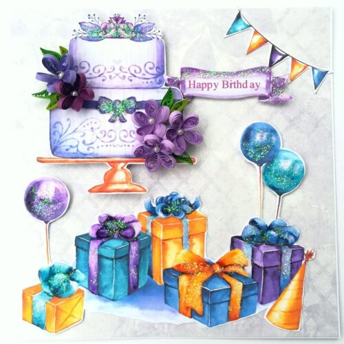 Blue & Purple Themed Sparkling Birthday Card image