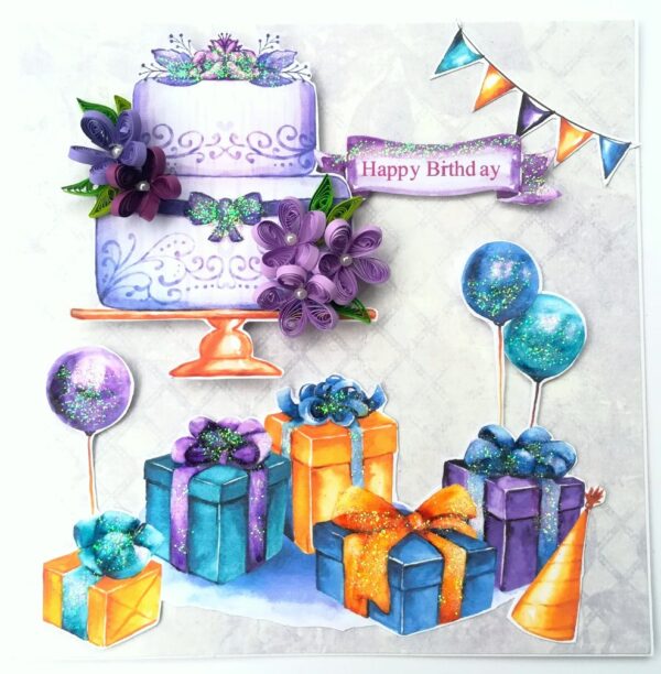 Blue & Purple Themed Sparkling Birthday Card image