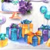 Blue & Purple Themed Sparkling Birthday Card image