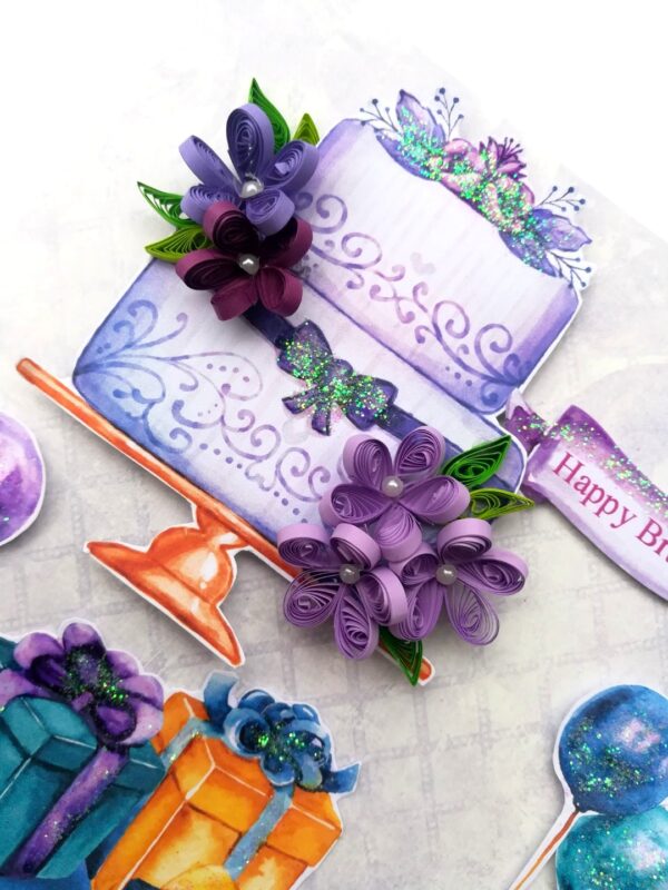 Blue & Purple Themed Sparkling Birthday Card image
