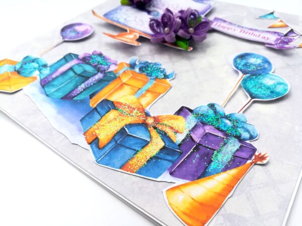 Blue & Purple Themed Sparkling Birthday Card image