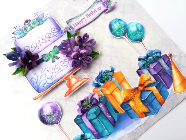 Blue & Purple Themed Sparkling Birthday Card image