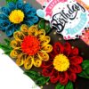 Sparkling Multicolored Quilled Flowers Birthday Card image