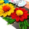 Sparkling Multicolored Quilled Flowers Birthday Card image