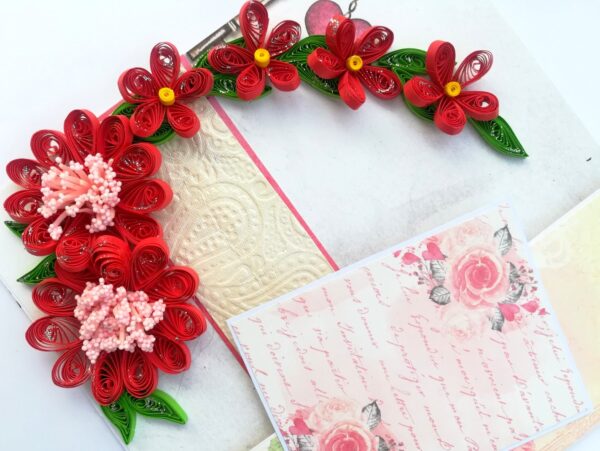 Red Quilled Mini Scrapbook Greeting Card image