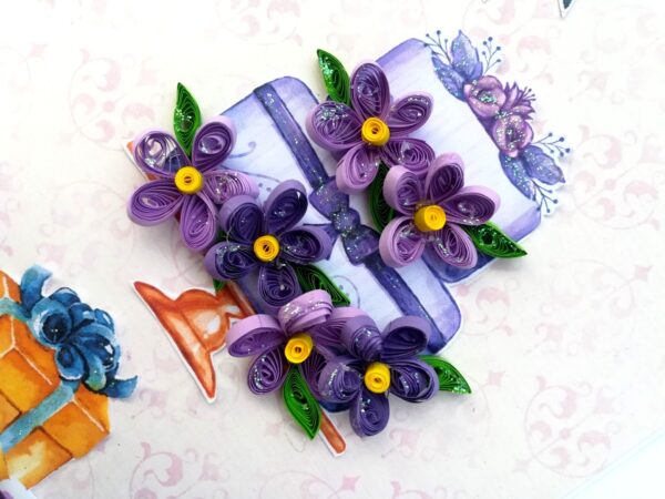 Purple Quilled Birthday Cake Greeting Card image