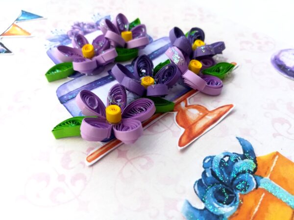 Purple Quilled Birthday Cake Greeting Card image
