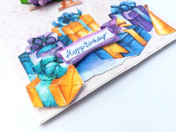 Purple Quilled Birthday Cake Greeting Card image