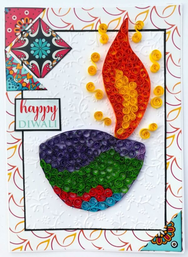 Sparkling Handmade Quilled Diwali Greeting Card D14 image