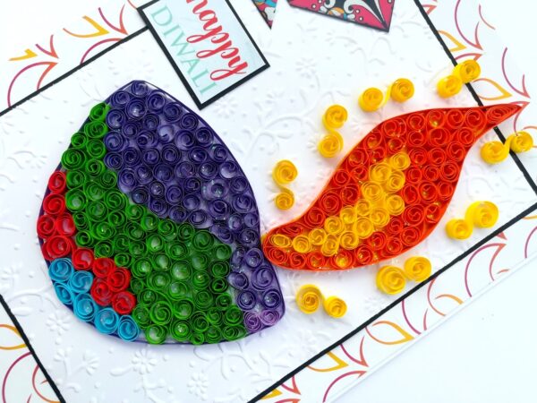 Sparkling Handmade Quilled Diwali Greeting Card D14 image