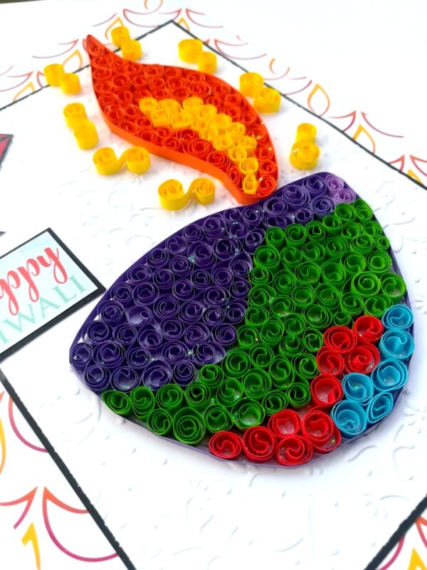 Sparkling Handmade Quilled Diwali Greeting Card D14 image