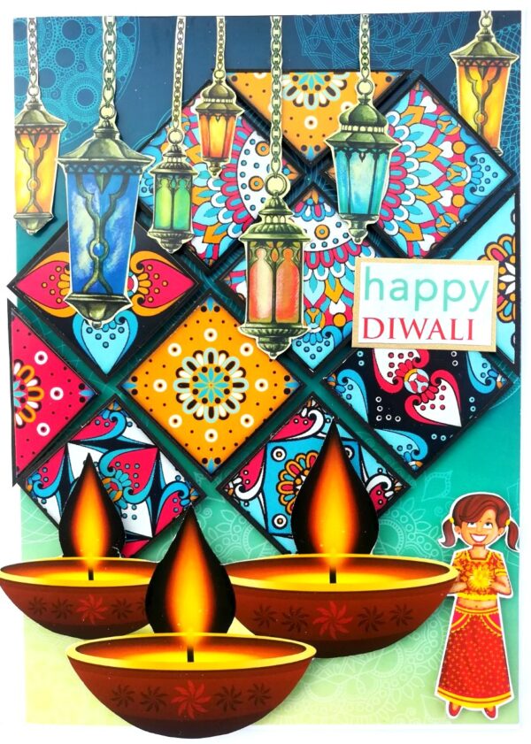 Sparkling Handmade Quilled Diwali Greeting Card D15 image