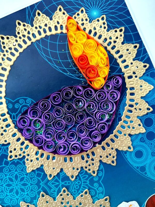 Sparkling Handmade Quilled Diwali Greeting Card D16 image