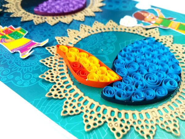 Sparkling Handmade Quilled Diwali Greeting Card D16 image