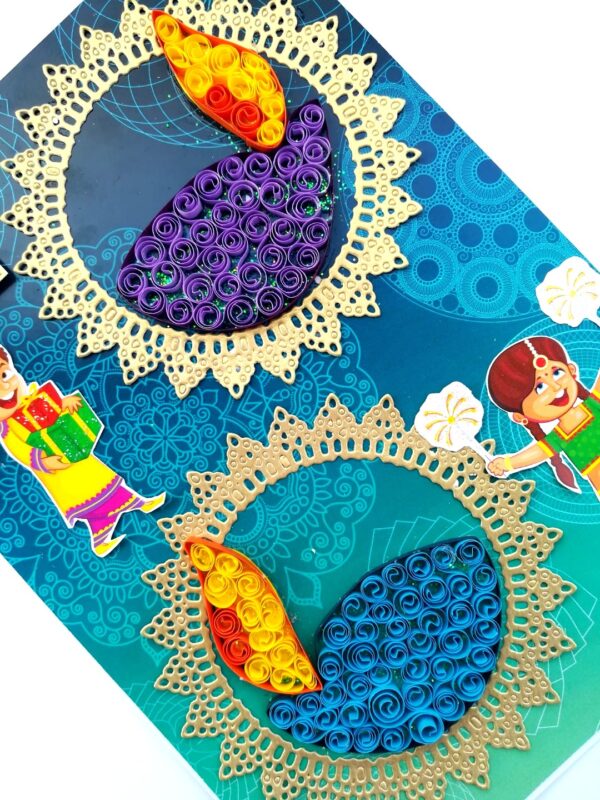 Sparkling Handmade Quilled Diwali Greeting Card D16 image