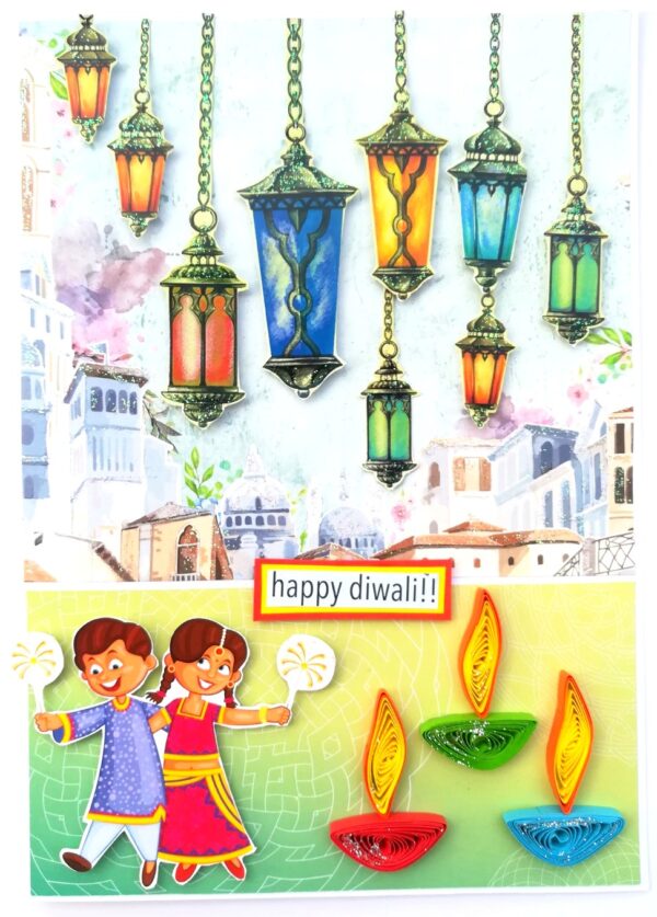 Sparkling Handmade Quilled Diwali Greeting Card D17 image
