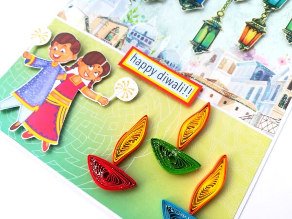 Sparkling Handmade Quilled Diwali Greeting Card D17 image