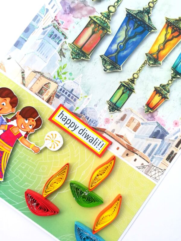 Sparkling Handmade Quilled Diwali Greeting Card D17 image