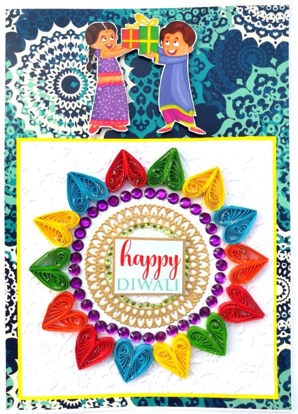 Sparkling Handmade Quilled Diwali Greeting Card D18 image