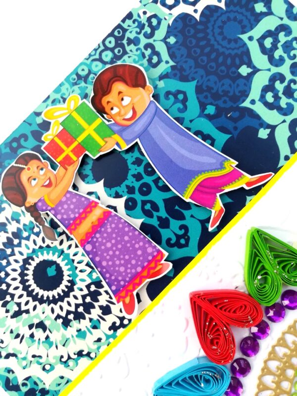 Sparkling Handmade Quilled Diwali Greeting Card D18 image