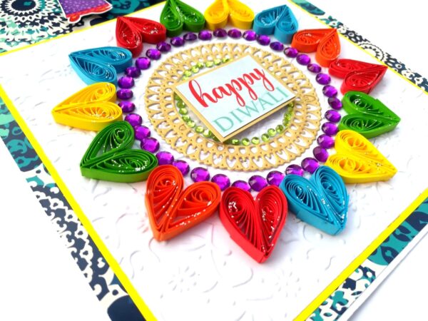 Sparkling Handmade Quilled Diwali Greeting Card D18 image