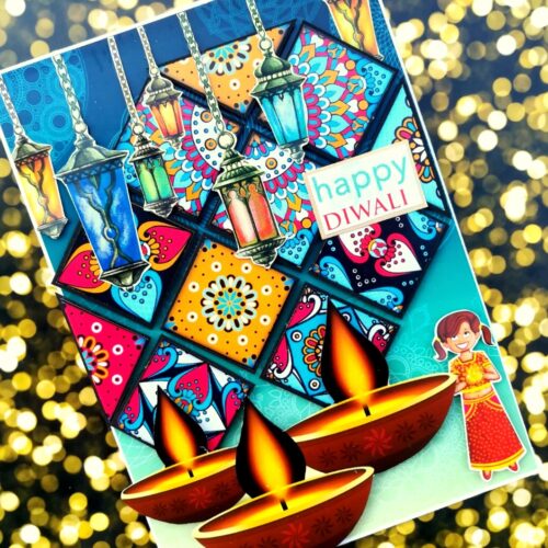 Sparkling Handmade Quilled Diwali Greeting Card D15 image Sparkling Handmade Quilled Diwali Greeting Card D15 image