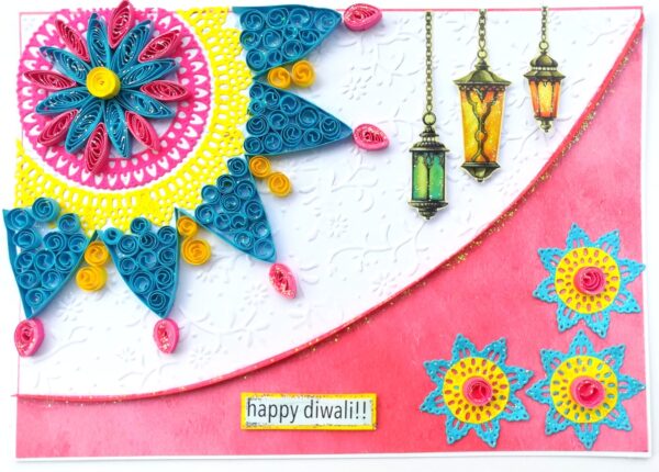 Sparkling Handmade Quilled Diwali Greeting Card D19 image