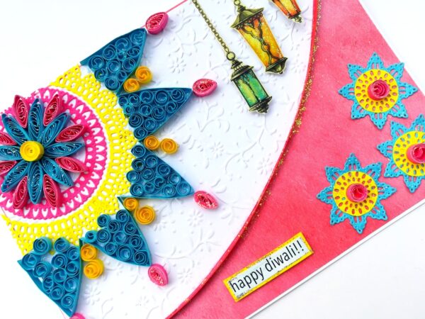 Sparkling Handmade Quilled Diwali Greeting Card D19 image