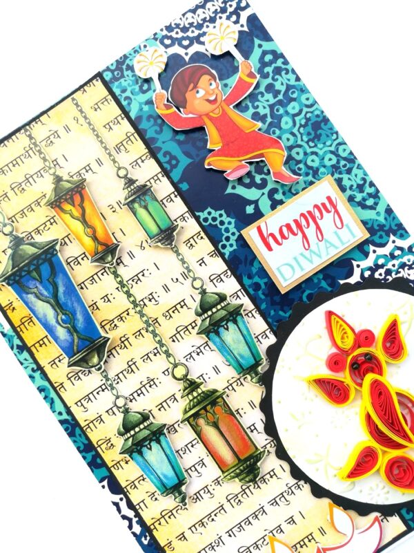 Sparkling Handmade Quilled Diwali Greeting Card D20 image