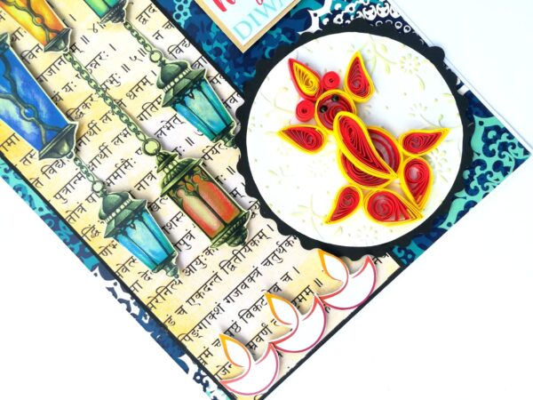 Sparkling Handmade Quilled Diwali Greeting Card D20 image