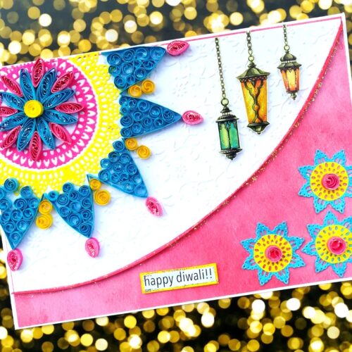 Sparkling Handmade Quilled Diwali Greeting Card D19 image