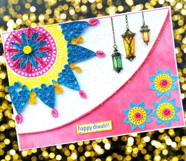 Sparkling Handmade Quilled Diwali Greeting Card D19 image