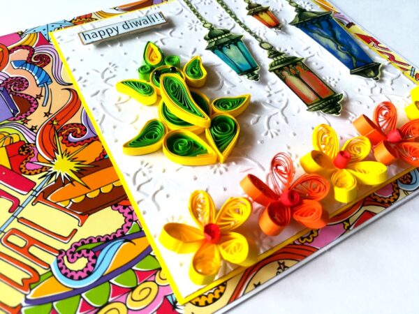 Sparkling Handmade Quilled Diwali Greeting Card D22 image