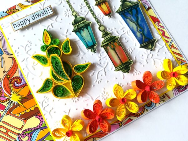 Sparkling Handmade Quilled Diwali Greeting Card D22 image
