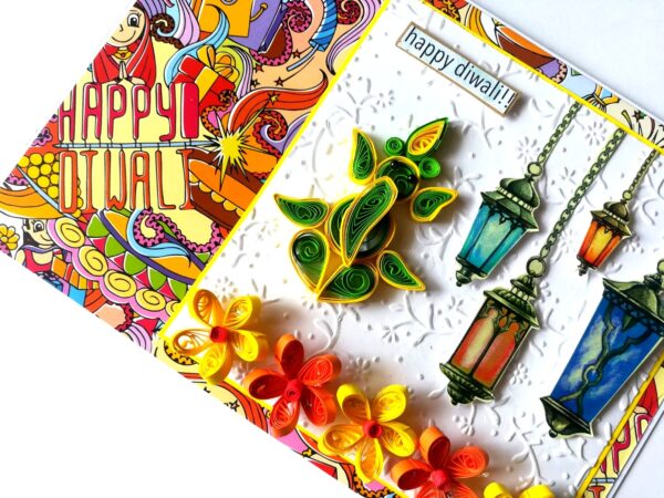 Sparkling Handmade Quilled Diwali Greeting Card D22 image