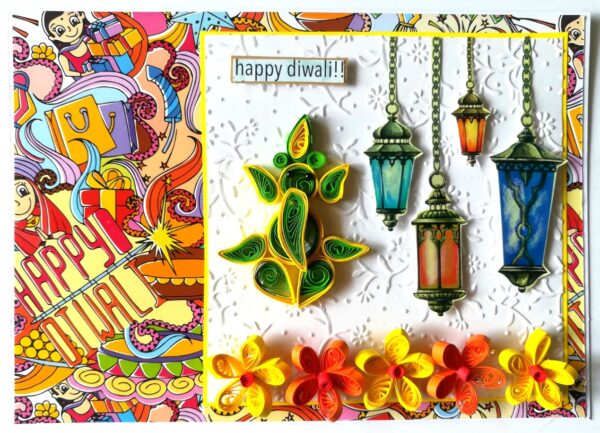 Sparkling Handmade Quilled Diwali Greeting Card D22 image