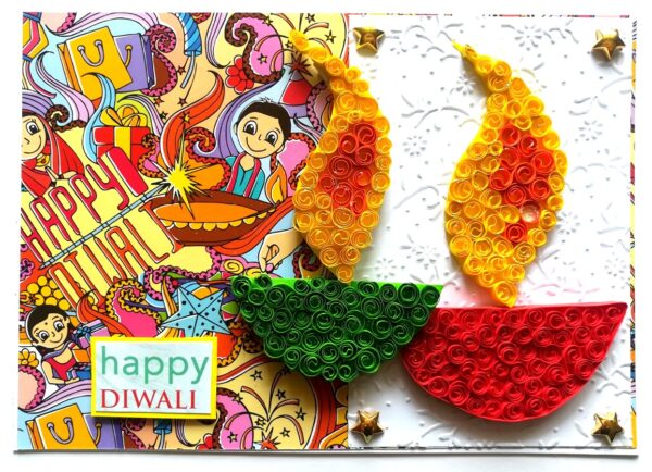 Sparkling Handmade Quilled Diwali Greeting Card D21 image