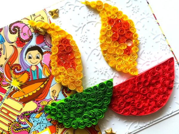 Sparkling Handmade Quilled Diwali Greeting Card D21 image