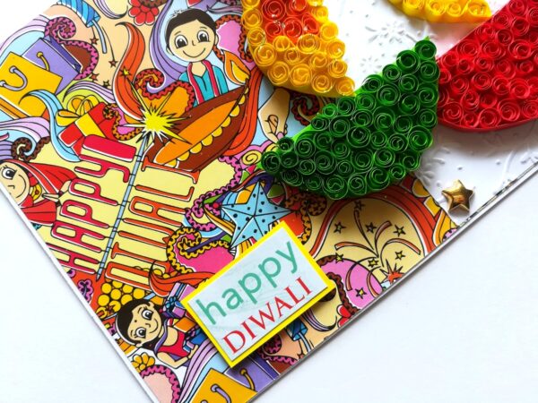 Sparkling Handmade Quilled Diwali Greeting Card D21 image