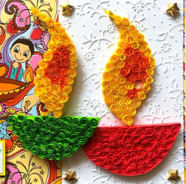 Sparkling Handmade Quilled Diwali Greeting Card D21 image