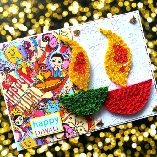 Sparkling Handmade Quilled Diwali Greeting Card D21 image