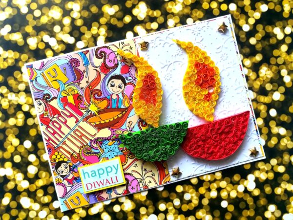 Sparkling Handmade Quilled Diwali Greeting Card D21 image
