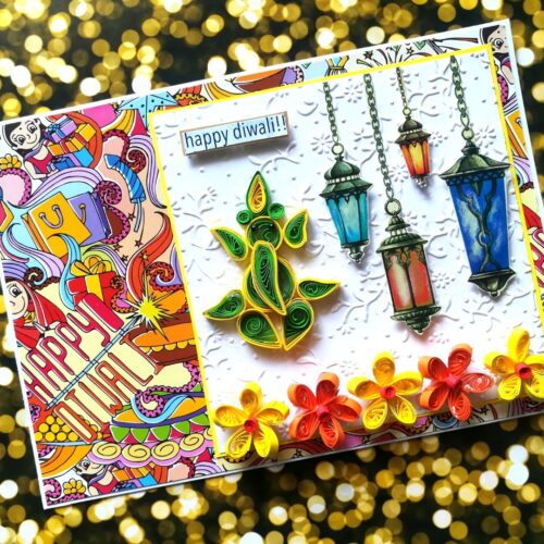 Sparkling Handmade Quilled Diwali Greeting Card D22 image
