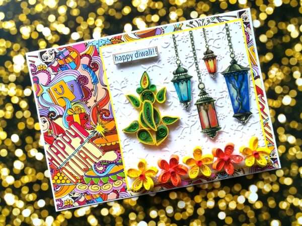Sparkling Handmade Quilled Diwali Greeting Card D22 image