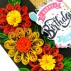 Sparkling Orange & Yellow Quilled Flowers Birthday Card image Sparkling Orange & Yellow Quilled Flowers Birthday Card image