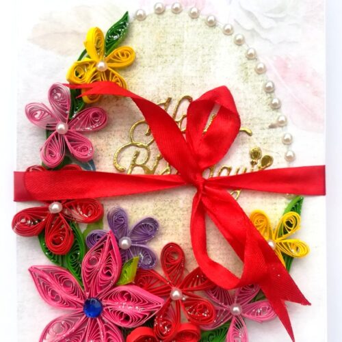 Quilled Birthday 3 Fold Mini Scrapbook Card image