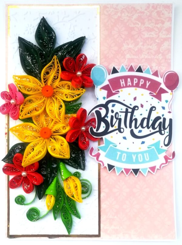 Yellow & Red Quilled Birthday Card image