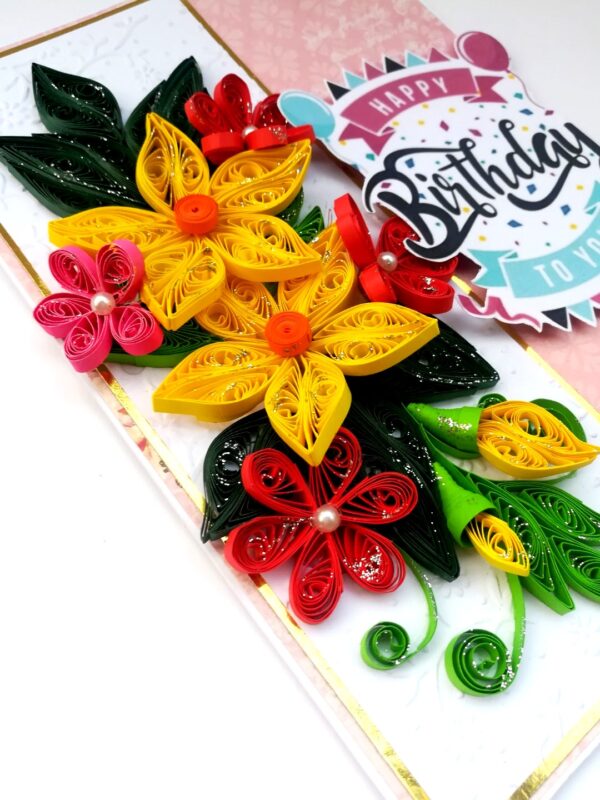 Yellow & Red Quilled Birthday Card image