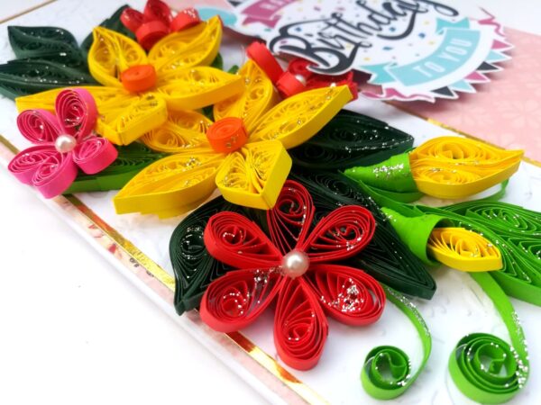 Yellow & Red Quilled Birthday Card image